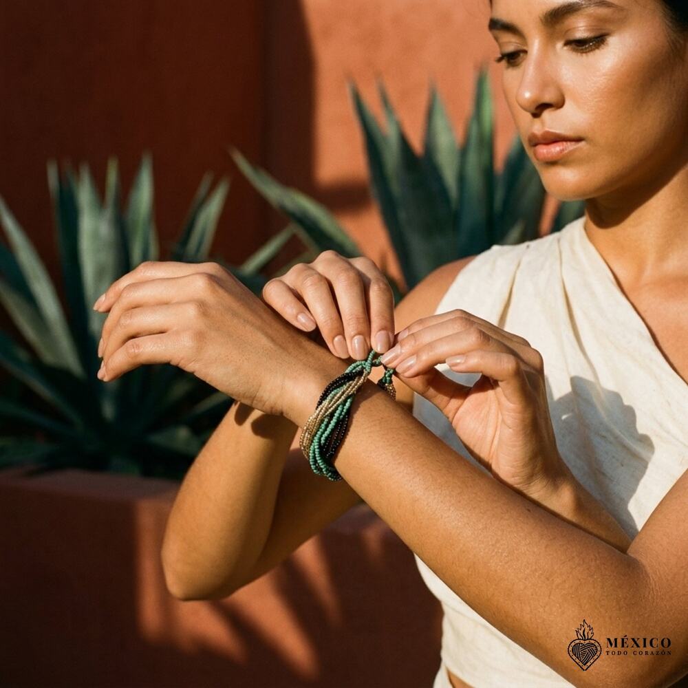 Mexican hand made bracelet  one of a kind  s-med -lg size 8 x 1. IN    00